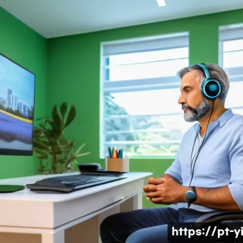 Home 15 뇌파 조절 기법의 효과 분석 - A serene modern therapy room in São Paulo, Brazil, featuring a middle-aged Brazilian man wearing com...
